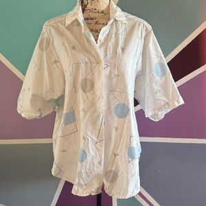 Geometric Patterned White Shirt